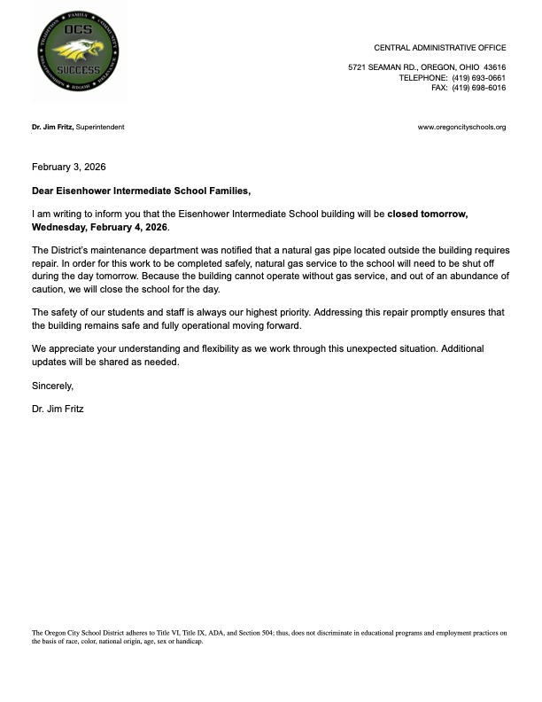 Image of letter about school closing, full text in news post